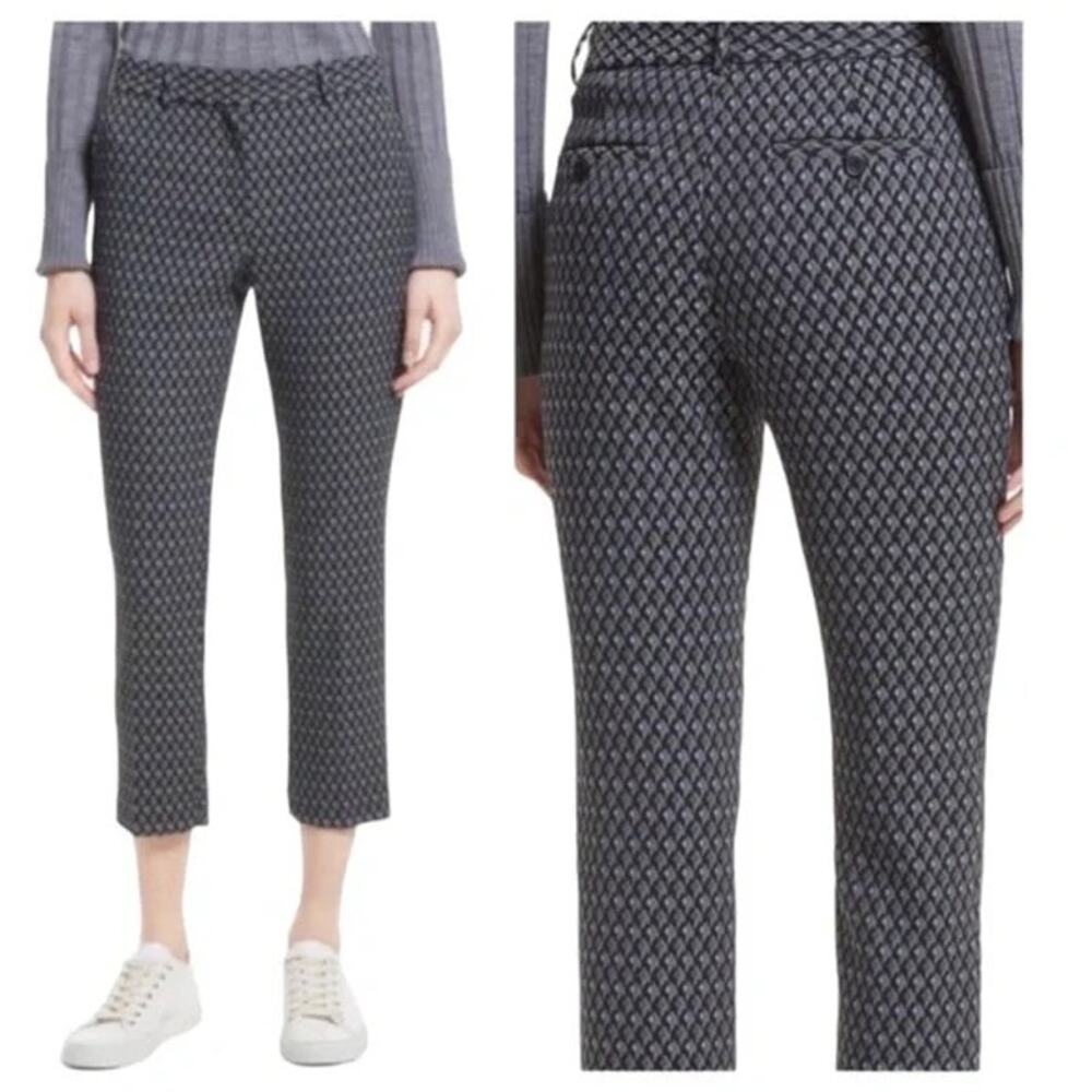 Theory Classic Slim Crop Geometric Jacquard Mid Rise Trouser Pants Size 4